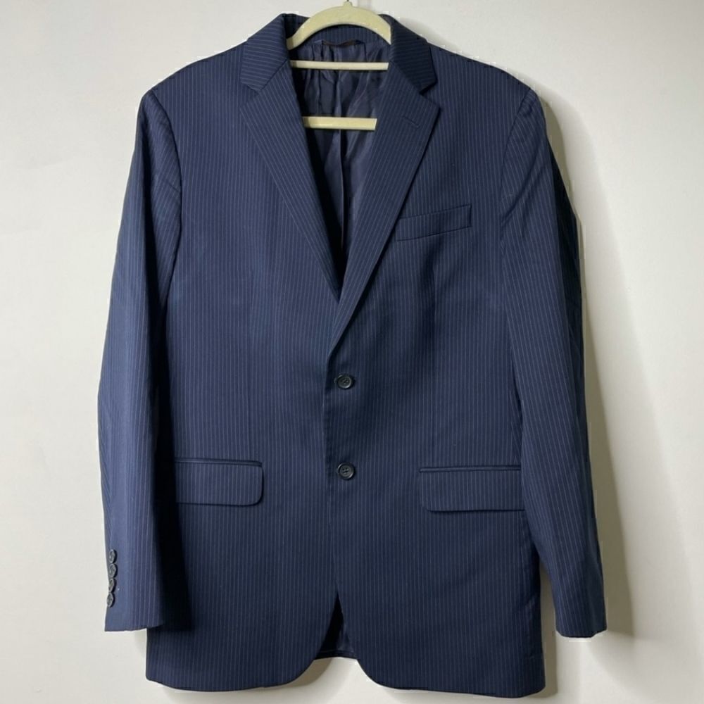 Brooks BROTHERS Regent Fit 100% Wool Navy Blue Pinstripe Suit Jacket 40 Large